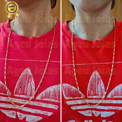 Imagem de Cordão 70CM Ouro 18k Masculino Tijolinho Oca Cordão Colar