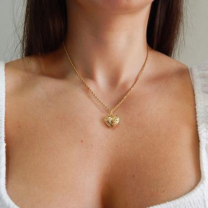 Imagem de Cordão Baiano Com Pingente Coração Grande Ouro 18k