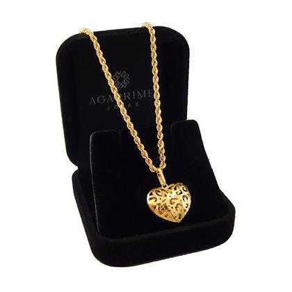Imagem de Cordão Baiano Com Pingente Coração Grande Ouro 18k