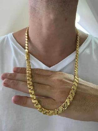 Imagem de Cordão Banhado A Ouro 18 Friso S Dupla Face Pulseira Pingent