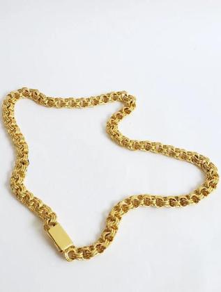 Imagem de Cordão Banhado A Ouro 18K Friso Triplo 12Mm Com Pingente W