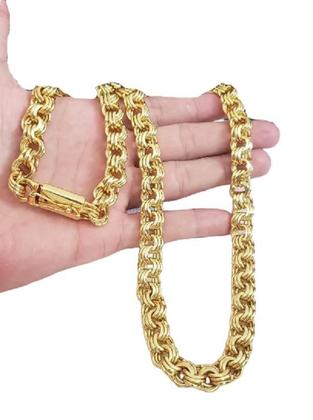 Imagem de Cordão Banhado A Ouro 18K Friso Triplo 12Mm Com Pingente W