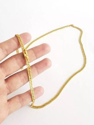 Imagem de Cordão Banhado A Ouro 18k Grumet Lacraia 5mm Pingente Cruz