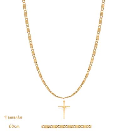 Imagem de Cordão Banhado A Ouro 18k Masculino Rommanel Com Pingente Cruz Presente Homens