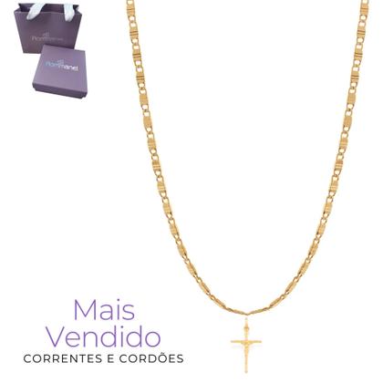 Imagem de Cordão Banhado A Ouro 18k Masculino Rommanel Com Pingente Cruz Presente Homens