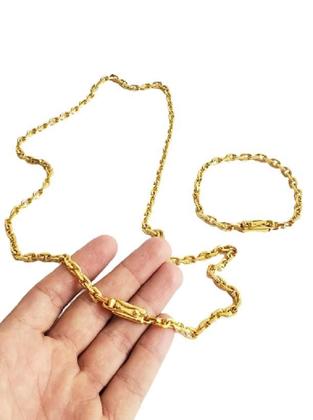 Imagem de Cordão Banhado A Ouro 18K Modelo Cadeado 6Mm Com Pulseira