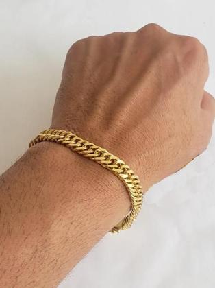 Imagem de Cordão Banhado Ouro 18K Grumet Lacraia 10Mm Com Pulseira