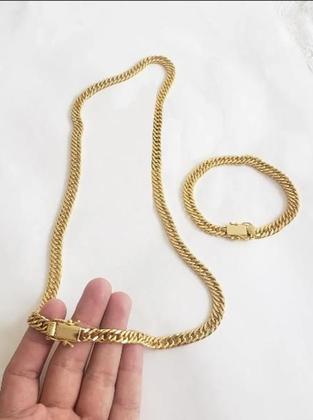 Imagem de Cordão Banhado Ouro 18K Grumet Lacraia 10Mm Com Pulseira