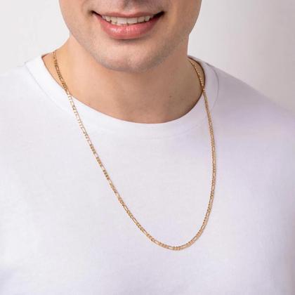 Imagem de Cordão Banhado Ouro 18k Rommanel Tamanho 70cm Com Elos Trabalhados Presente Masculino