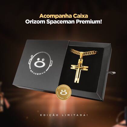 Imagem de cordão banhado ouro + pingente crucifixo grande + caixa dourado qualidade premium original casual moda masculina social