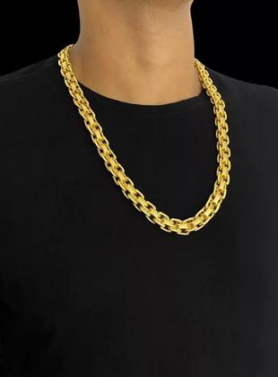 Imagem de Cordão Cadeado Duplo 13mm - Banhado a Ouro 18k