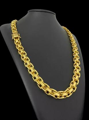 Imagem de Cordão Cadeado Duplo 13mm - Banhado a Ouro 18k