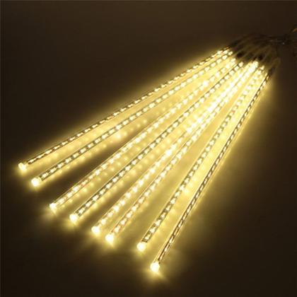 Imagem de Cordão Chuva de Meteoro 8 Tubos 48cm 240 Leds Branco Quente 2 Metros - Wincy Natal