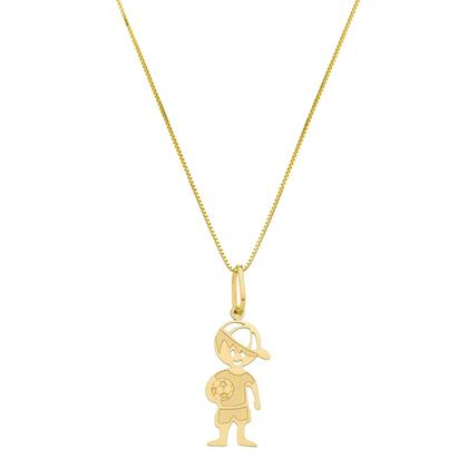 Imagem de Cordão Colar Feminino De Ouro 18k Veneziana 40cm Com Pingente Menino Futebol