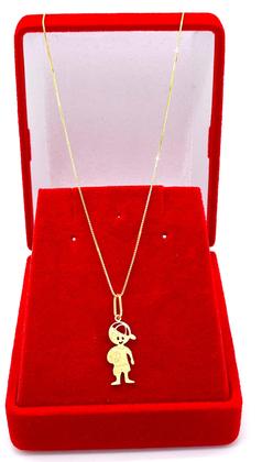 Imagem de Cordão Colar Feminino De Ouro 18k Veneziana 40cm Com Pingente Menino Futebol