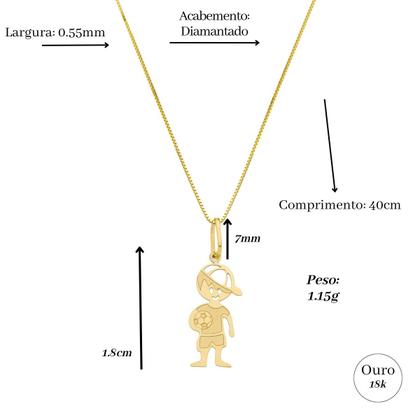 Imagem de Cordão Colar Feminino De Ouro 18k Veneziana 40cm Com Pingente Menino Futebol