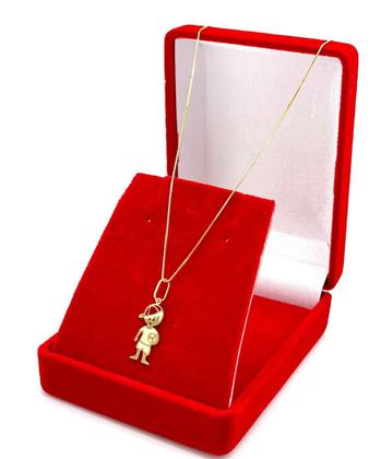 Imagem de Cordão Colar Feminino De Ouro 18k Veneziana 40cm Com Pingente Menino Futebol