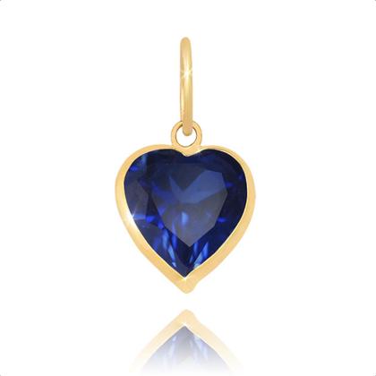 Imagem de Cordão Colar Feminino Veneziana Ouro 18k 40cm Ponto de Luz Coração Zircônia Azul Safira