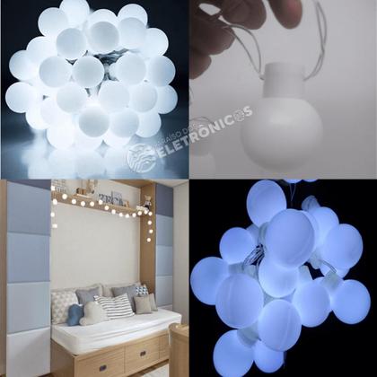 Imagem de Cordão Com 20 Lâmpadas Luz Led 5cm Branco Frio Iluminação natalina Lindos Efeitos- 605