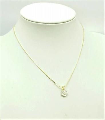 Imagem de Cordão Com Pingente Flor Cristal Banho Ouro 18k 2655