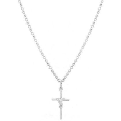 Imagem de Cordão Corrente Masculina 70cm Pingente Cruz Prata 925