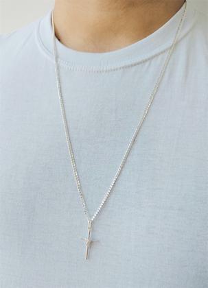 Imagem de Cordão Corrente Masculina Grumet 70cm Pingente Cruz Crucifixo De Prata 925