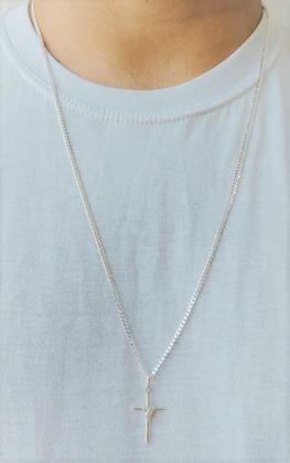 Imagem de Cordão Corrente Masculina Grumet 70cm Pingente Cruz Crucifixo De Prata 925