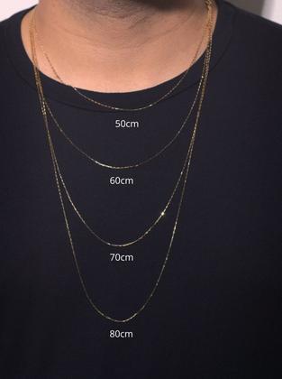 Imagem de Cordão Corrente Masculino Ouro 1.4g 60cm Ouro 18k 750 Maciça Cadeado