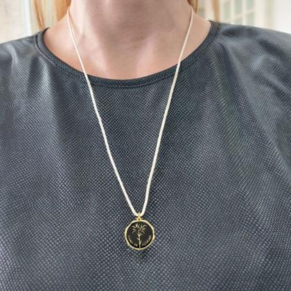 Imagem de Cordão de Algodão com Medalha Cana de Açúcar Revestida em Ouro