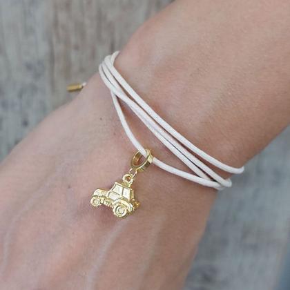 Imagem de Cordão de Algodão com Pingente Trator Revestido em Ouro