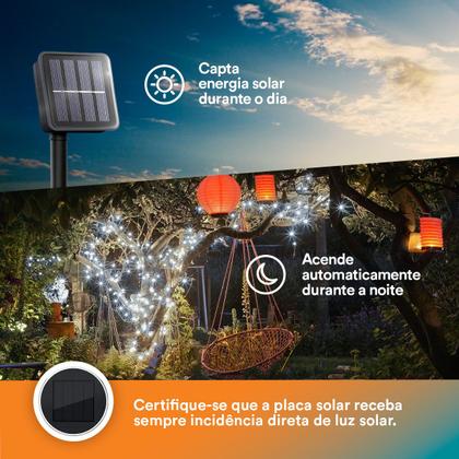 Imagem de Cordão de Fada Solar RGB Vermelho, Verde e Azul Zon Luzes LED Pisca Pisca Solar para Decoração Jardim