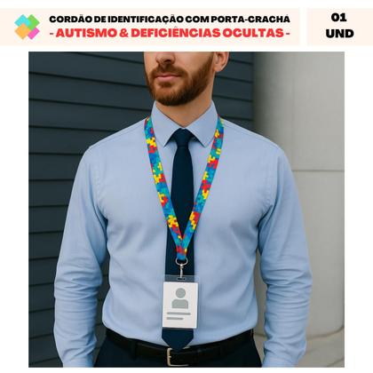 Imagem de Cordão de Identificação com Porta-Crachá - Autismo e Deficiências Ocultas (1 Und)