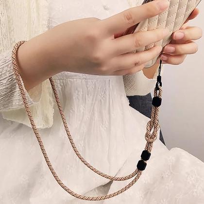 Imagem de Cordão de Telefone Ajustável com Pescoço Longo - Tecido à Mão, Anti-Perda e Resistente