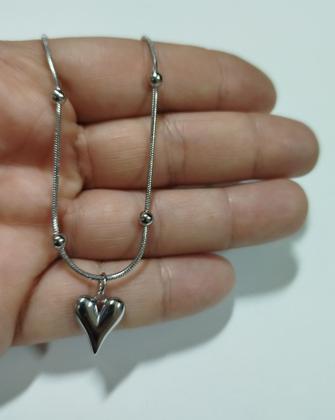 Imagem de Cordão Diferenciado com Pingente Coração Aço Inox