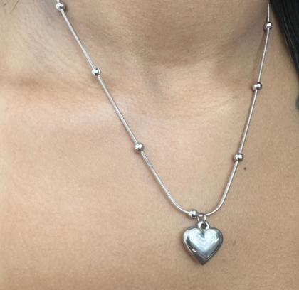 Imagem de Cordão Diferenciado com Pingente Coração Aço Inox