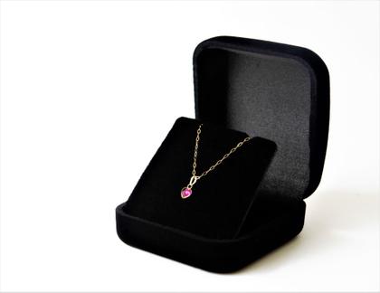 Imagem de Cordão Feminino Bailarina Ouro 18 K 750 45cm Pingente Coração Rosa Escuro