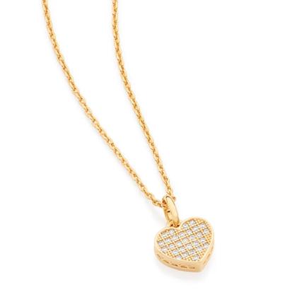 Imagem de Cordão Feminino Coração Cravejado Presente Mulher Rommanel + Brincos Banhados Ouro 18k