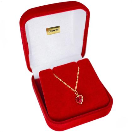 Imagem de Cordão Feminino Ouro 18k 750 + Ponto De Luz Coração
