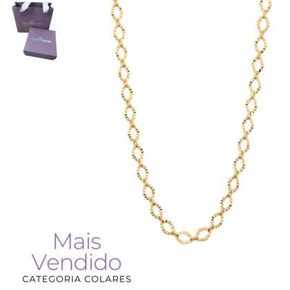 Imagem de Cordão Feminino Rommanel Trabalhado Losango Banhado Ouro 18k  531468