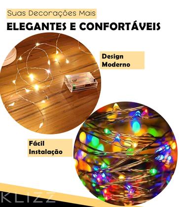 Imagem de Cordão Fio De Fada 10m 100 Leds Luz Enfeite Decoração Natal