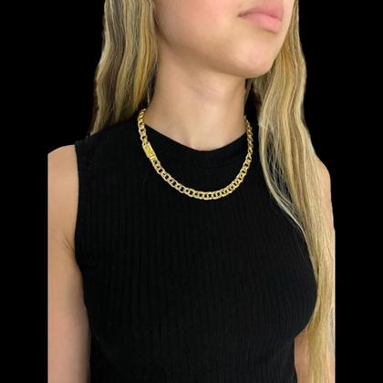 Imagem de Cordão Friso 8Mm Feminino - Banhado A Ouro 18K