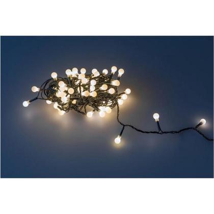 Imagem de Cordão Led Luz Varal 8 Funções 100 Bolinhas 8m Fio Verde Branco Quente 220V