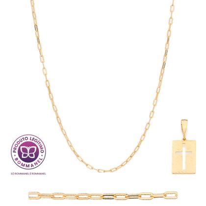 Imagem de Cordão Masculino Com Pingente Banhados A Ouro 18k Rommanel Tamanho 70cm