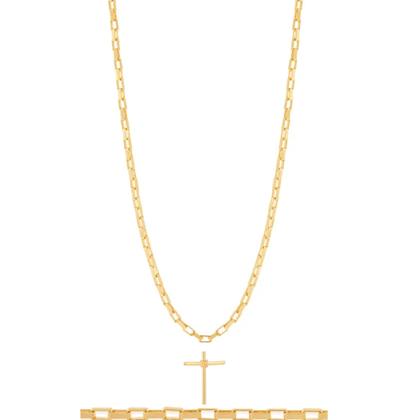 Imagem de Cordão Masculino Com Pingente Banhados A Ouro 18k Tamanho 60cm Lindo