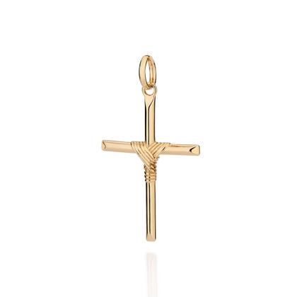 Imagem de Cordão Masculino Com Pingente Cruz Rommanel Banhado Ouro 18k Tamanho 70cm