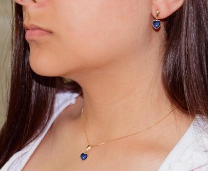 Imagem de Cordão Ouro 18k Com Pingente Gota e Coração