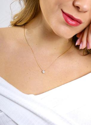 Imagem de Cordão Ouro 18k Veneziana Feminino 50cm Pingente Cravejado