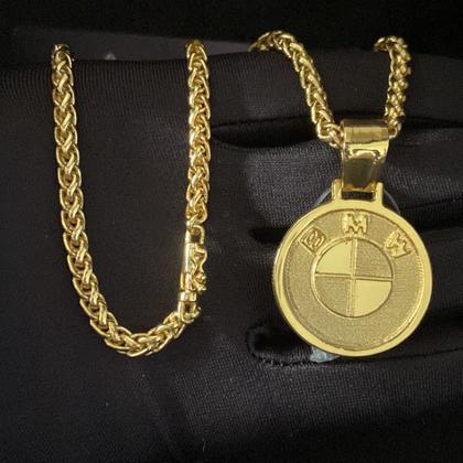 Imagem de Cordão Peruano 5Mm + Pingente Bmw - Banhado A Ouro