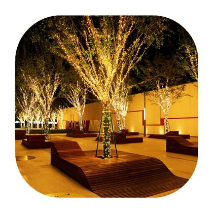 Imagem de Cordão Pisca 100 Led Prova Dágua Fixo Branco Quente Fio Transparente 10m Decor Natal 220v