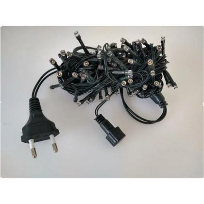 Imagem de Cordão Pisca 100 Led Prova Dágua Fixo Branco Quente Fio Verde 10m Decor Natal 220v